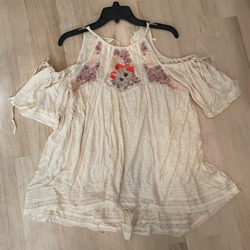 NWT Free People Fast Times Cold Shoulder Blouse size Small - Picture 1 of 8
